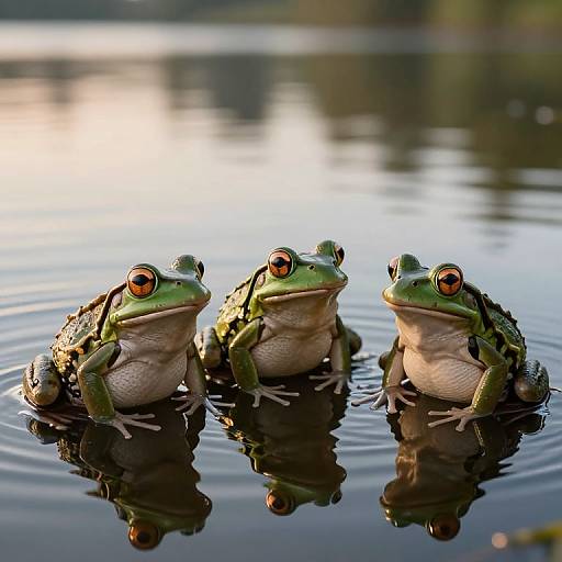 Enigmatic Frogs on Sunlit Lake