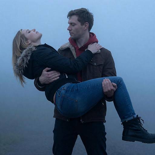 Romantic Foggy Scene with Blue Lighting