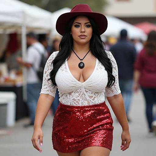 Curvy Woman in Stylish Market Walk