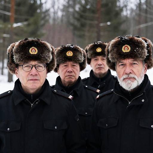 Elderly Men in Winter Uniforms Outdoors