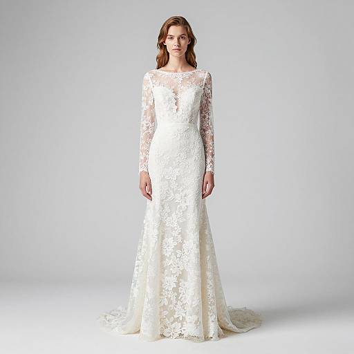 Elegant Long Sleeve Lace Wedding Dress