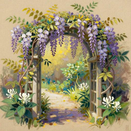 Serene Garden Archway in Pastel