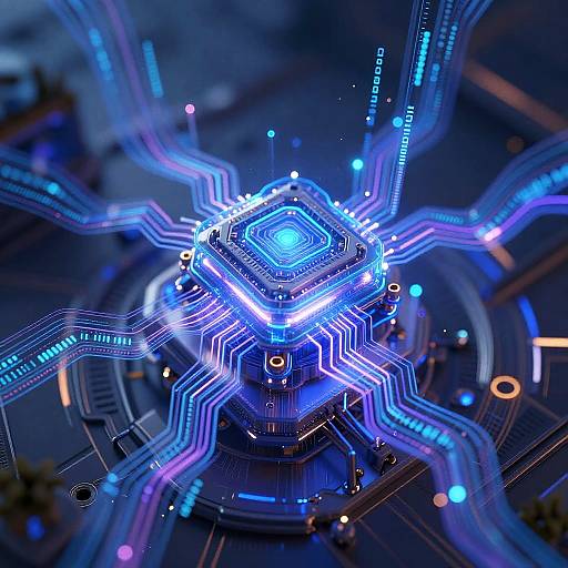 Futuristic AI Core with Glowing Neural Circuits