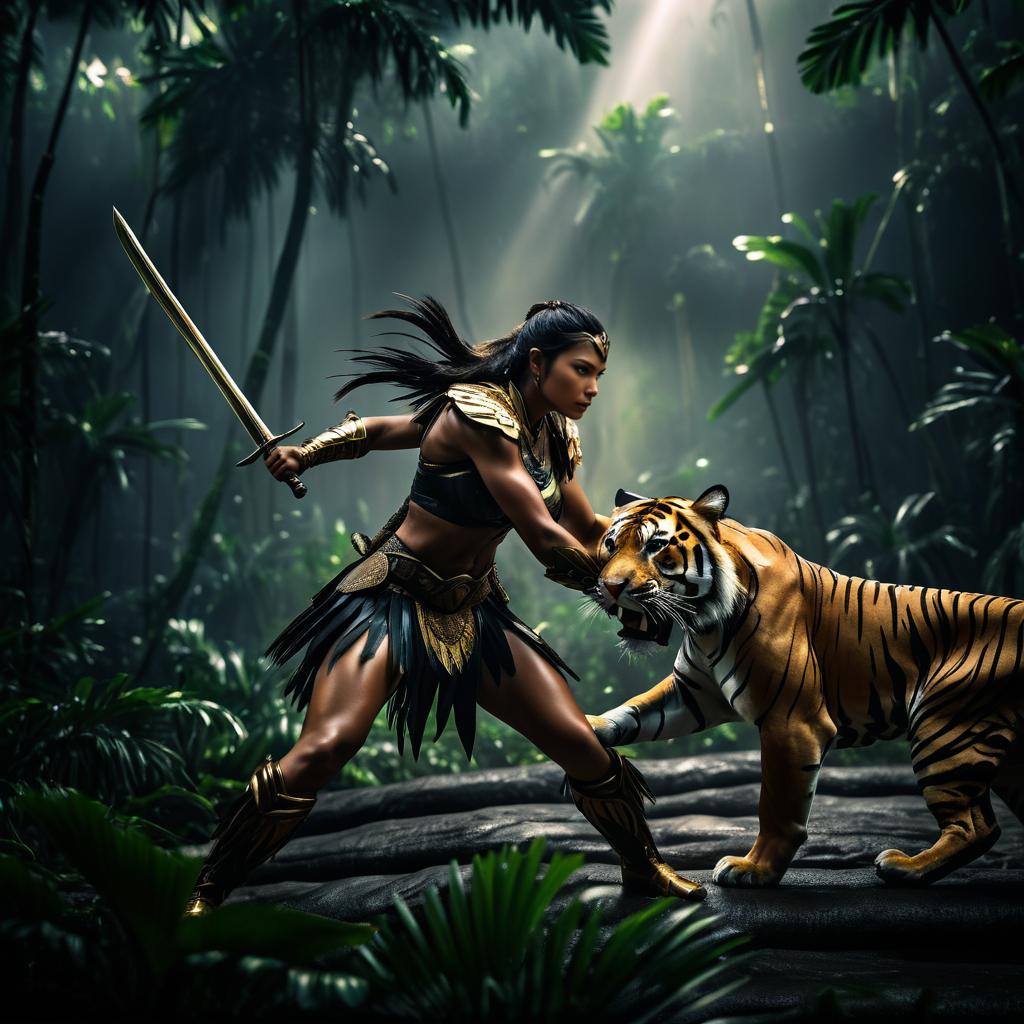 Epic Battle: Amazon Warrior vs Jungle Beast