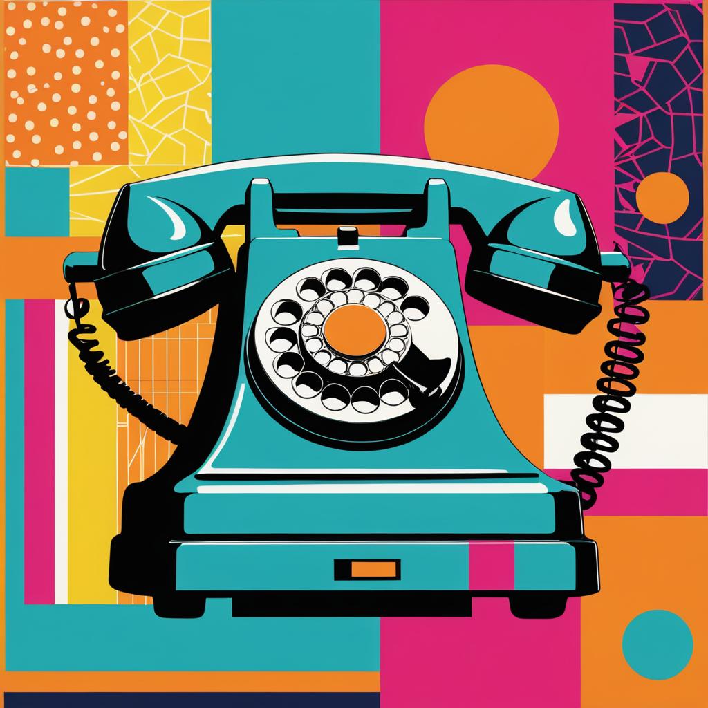 Retro Telephone in Warhol Style Art