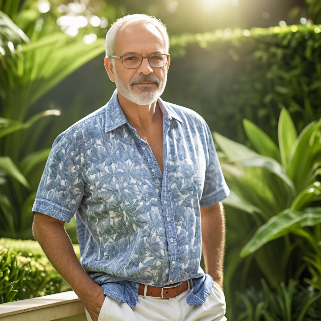 Mature Man Relaxing in a Garden