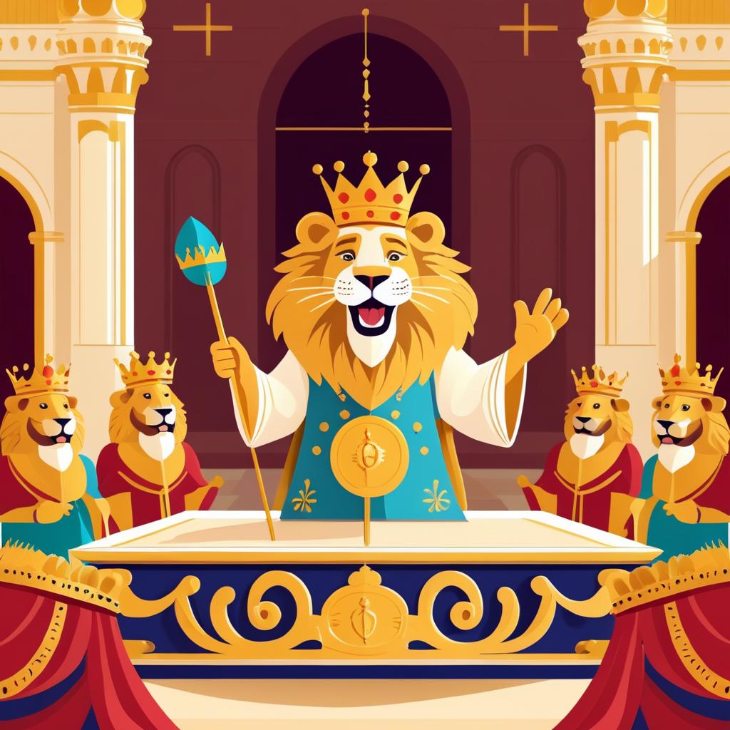 Regal Lion Giving a Hilarious Speech