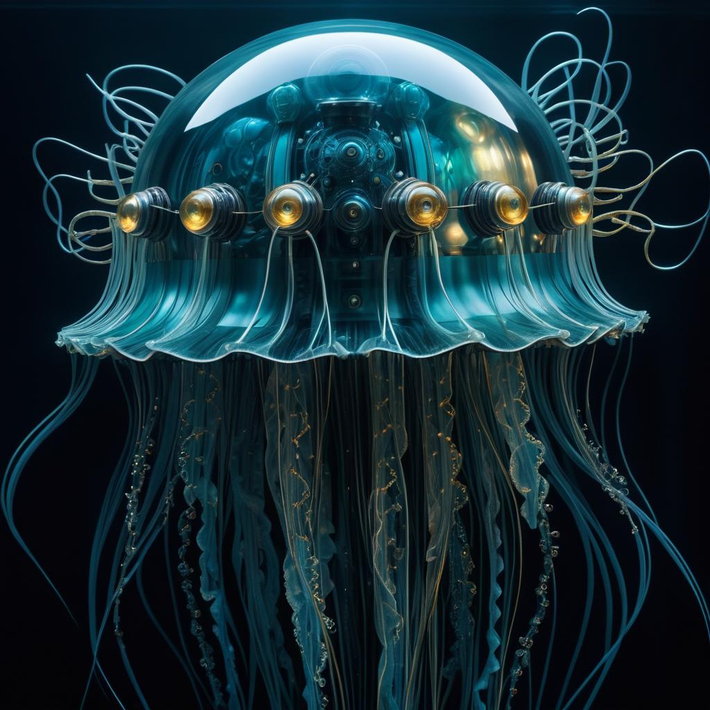 Surreal Robotic Jellyfish Portrait