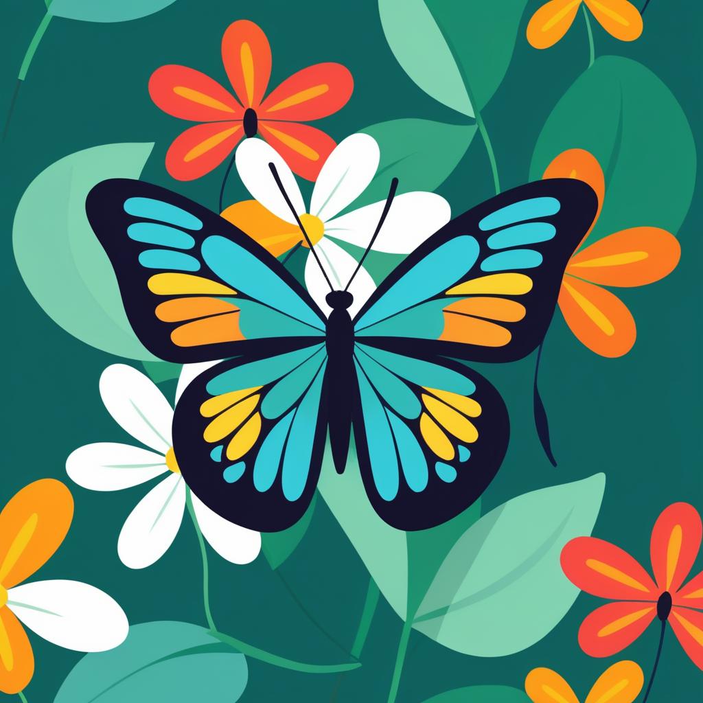 Vibrant Butterfly on a Flower Illustration