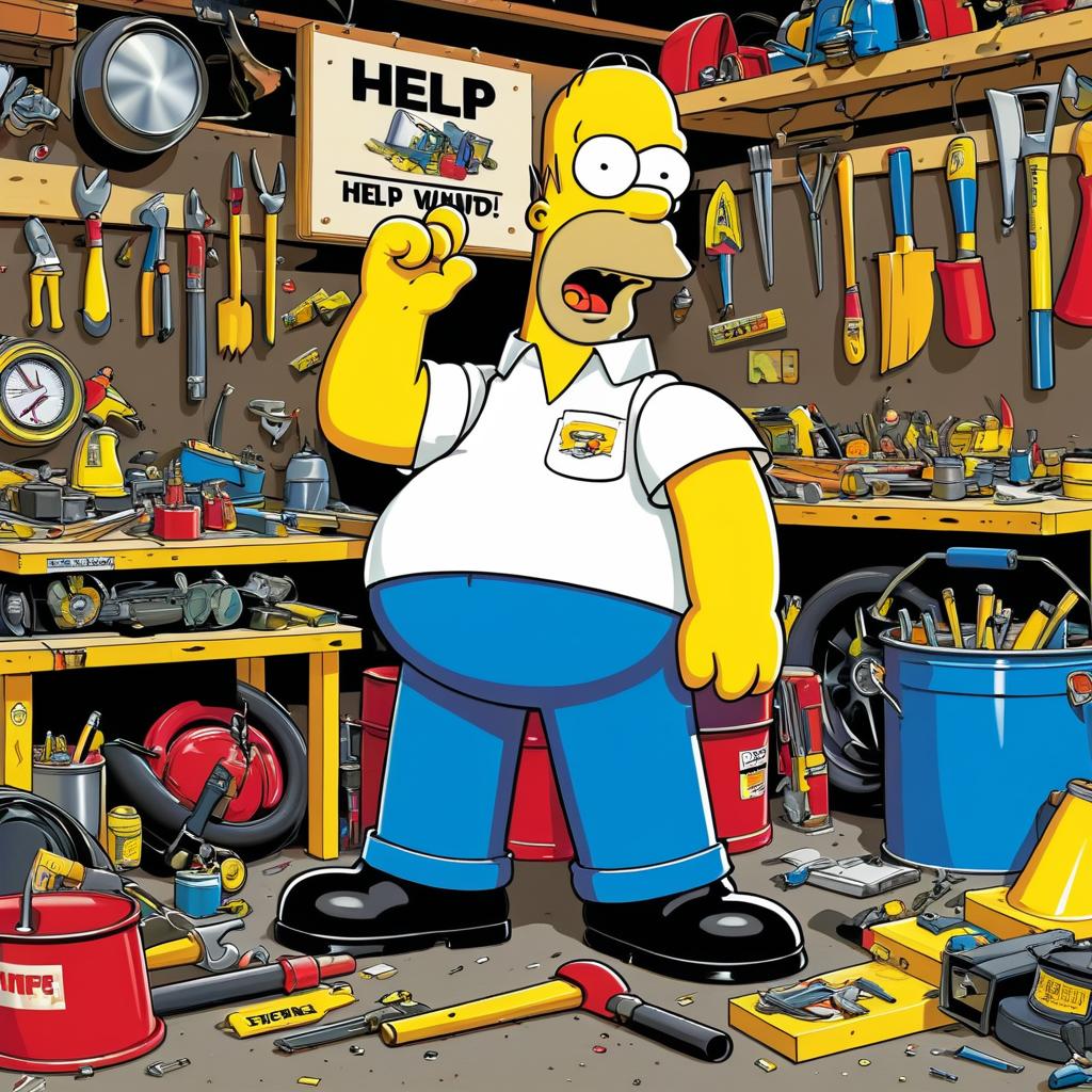 Homer Simpson's Dazed Garage Adventure