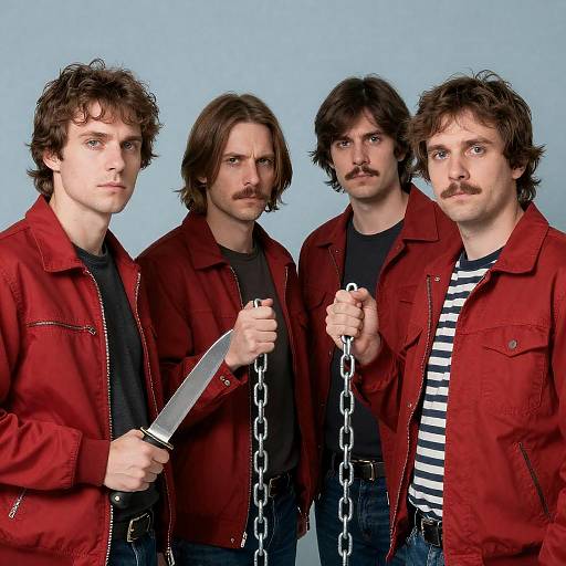 Four Men in Red Jackets Photograph