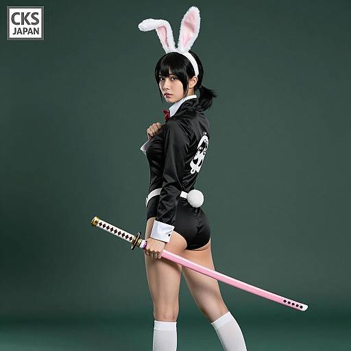 Stylish Asian Woman with Katana