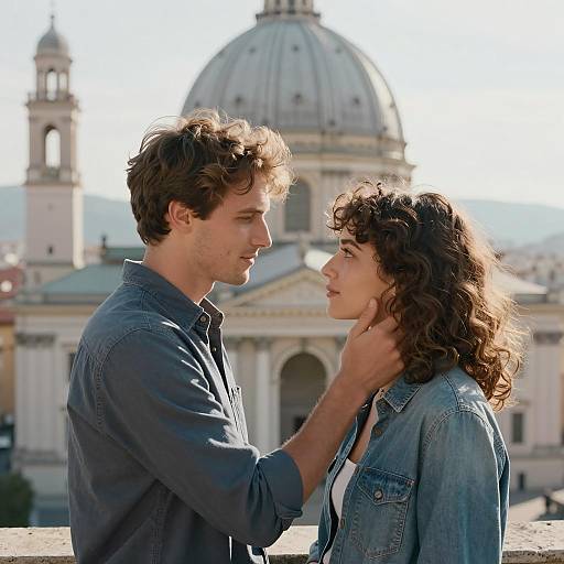 Intimate Moment Between Two Silhouettes