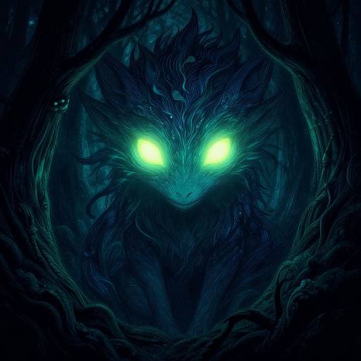 Mystical Forest Creature with Glowing Eyes