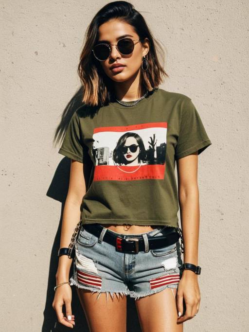 Stylish Young Woman in Casual Summer Outfit