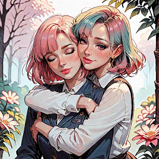 Happy Yuri Hug Outdoors