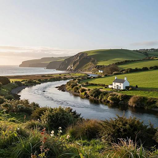 Tranquil Coastal Landscape at Sunrise