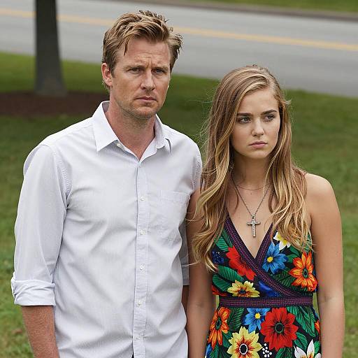 Couple Portrait on Grassy Roadside