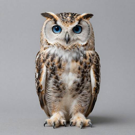 Owl with Sapphire Blue Eyes