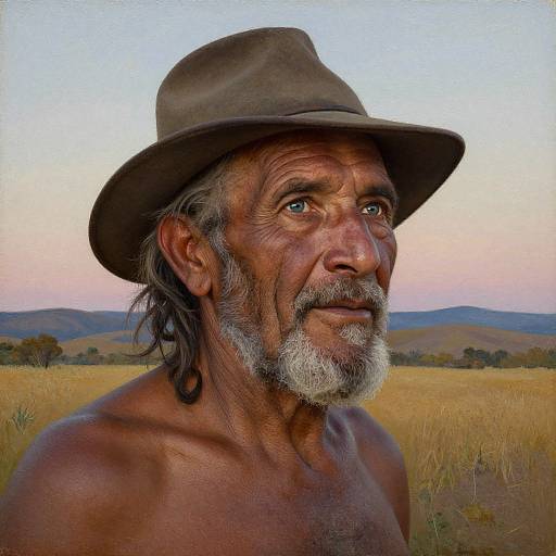 Hyperrealistic Portrait of Aged Aboriginal Man