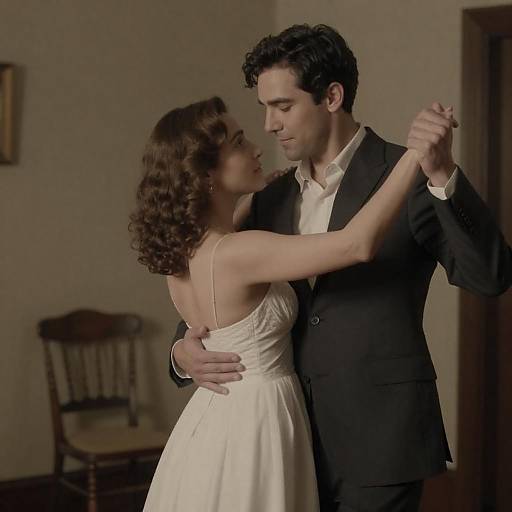 Nostalgic Couple Dancing in Dim Light