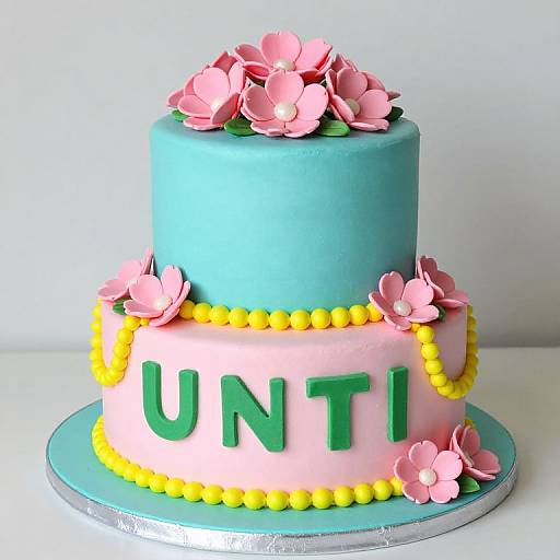 Two-Tiered Pastel Floral Cake
