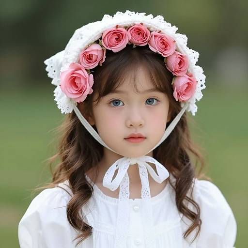 Young Girl with Roses and Bonnet