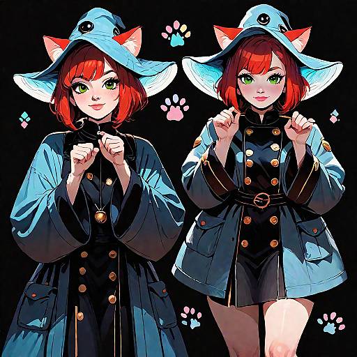 Charming Cat Girl Character Reference Sheet