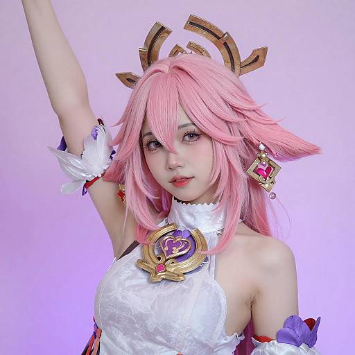 Cosplay Portrait of Pink-Haired Woman