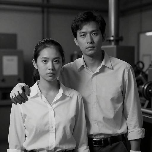Serious Couple in Industrial Dim Light