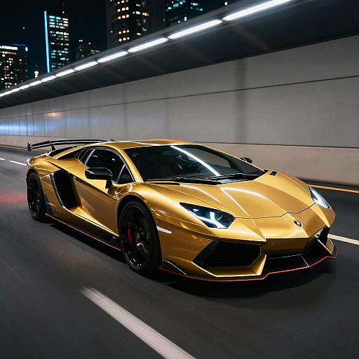 Neon Gold Lamborghini Speeding Tunnel