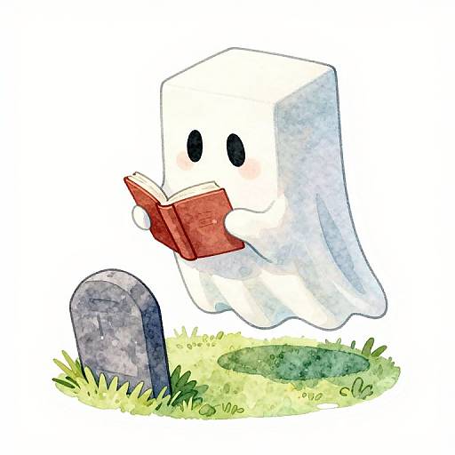 Cube Ghost Reading Over Grave