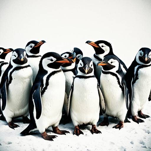 Group of Nine Happy Penguins