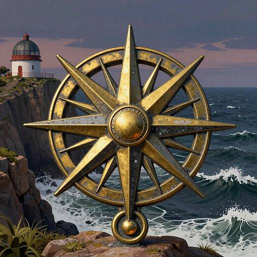 Twilight Cliffside Brass Compass Rose
