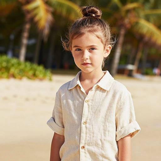Micro Bangs on Girl at Tropical Beach