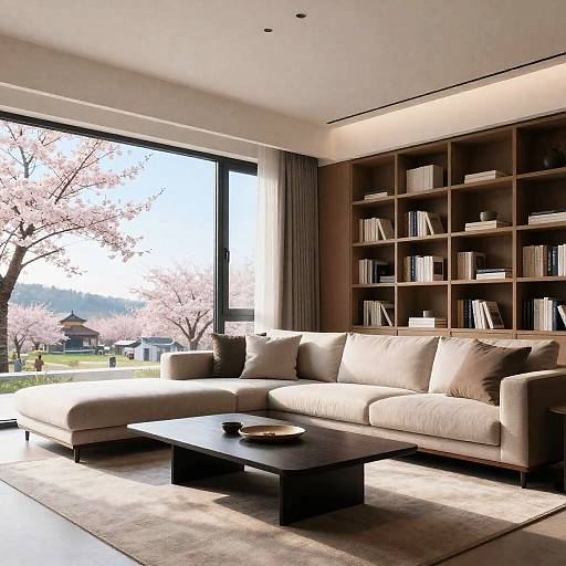 Morning Cherry Blossom Modern Living Room