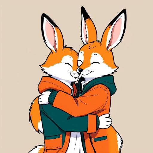 Two Foxes Hugging Wearing Hoodies