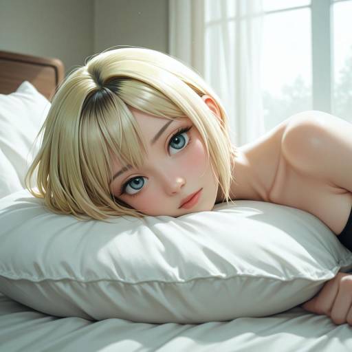 Blonde Girl with Blue Eyes Relaxing