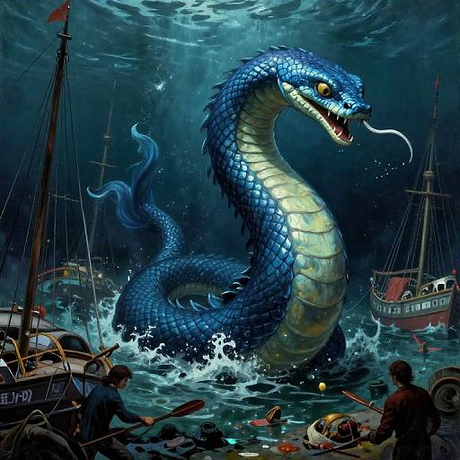 Giant Blue Sea Serpent Havoc