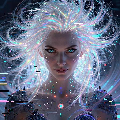 Cyberpunk Glitch-Core Portrait of Scarlett