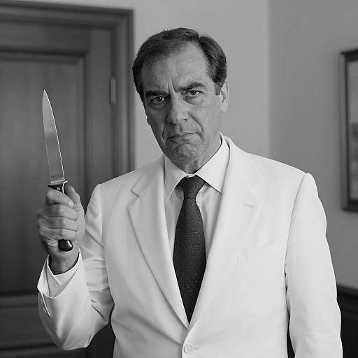 Serious Man in White Suit Photograph