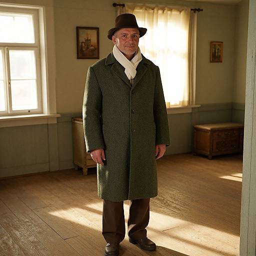 Calm Man in Cozy Countryside Setting