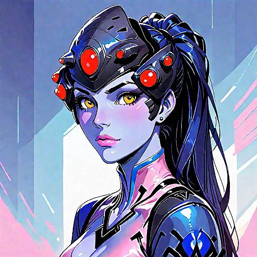 Futuristic Woman with Head-Mounted Display