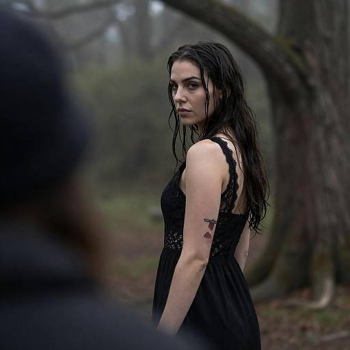 Mysterious Woman in Misty Forest