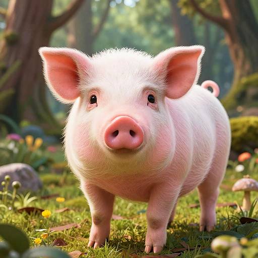 Whimsical Pig-Cat Hybrid Creature