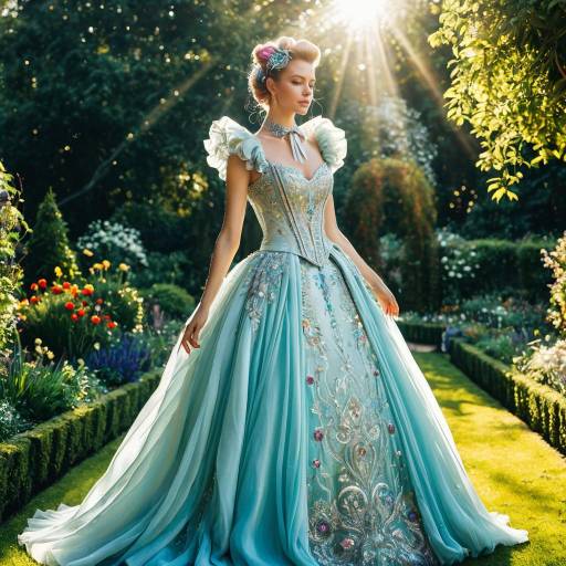 Elegant Cybernetic Fashion in a Garden