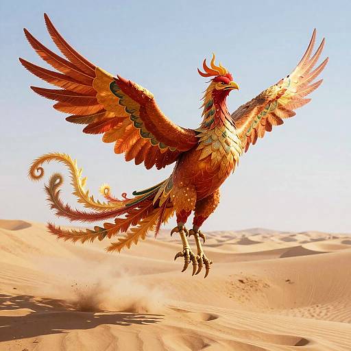 Legendary Phoenix Rider in Desert
