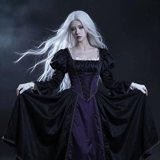Medieval Woman in Dark Gown