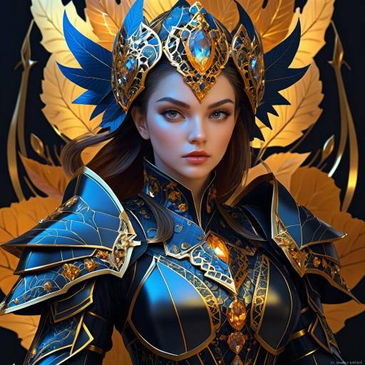 Elegant Topaz Armored Girl Portrait