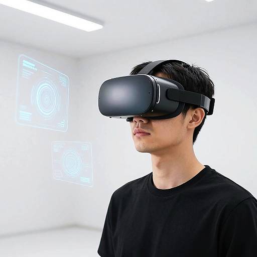 Futuristic VR Wearer in Minimalist Space